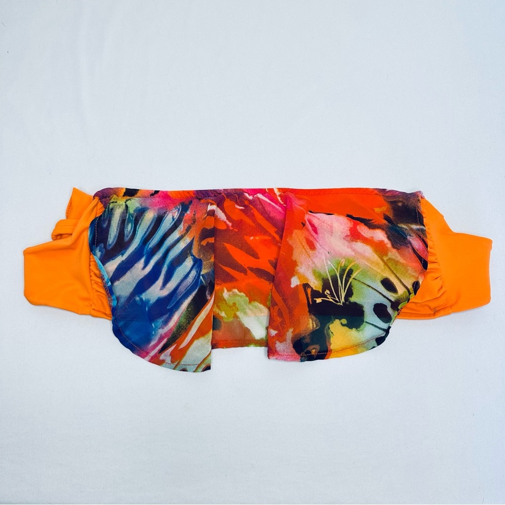 UJENA Orange Ruffled Bandeau Bikini Top